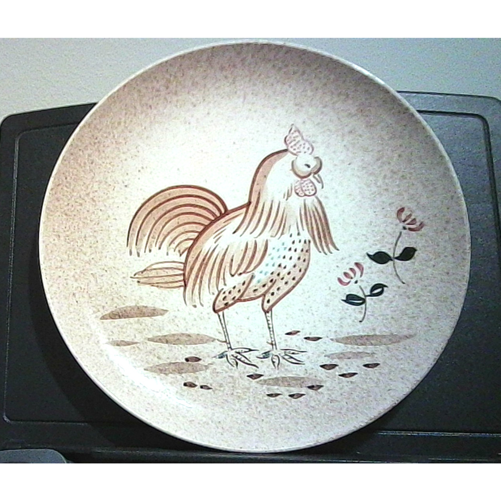 VINTAGE ROOSTER FARMHOUSE WALL PLATE 10X10